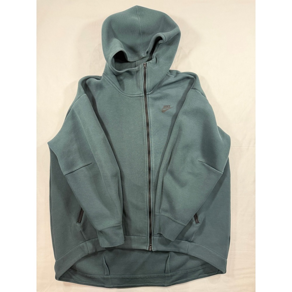 Nike Tech Fleece Full Zip Hoodie Mens XL Teal Green Oversized Dropped Hem Jacket